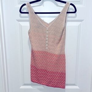 WHBM Sleeveless V-Neck Asymmetrical gold peach ombré Knit sweater Tank Tunic XS